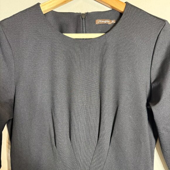 J. McLaughlin 3/4 Sleeve Fitted Knee Length Dress Women's XS Black Career Formal - Picture 4 of 9